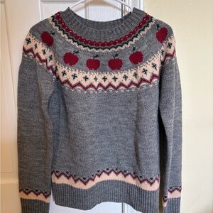 Kiel James Patrick Gray Sweater with Red and Cream Accents
